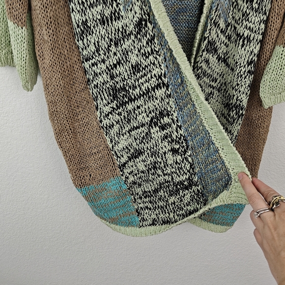 Italy ETRO MILANO Cotton Color Block Cardigan Long Open Knit Sweater Medium 42 - Picture 5 of 16